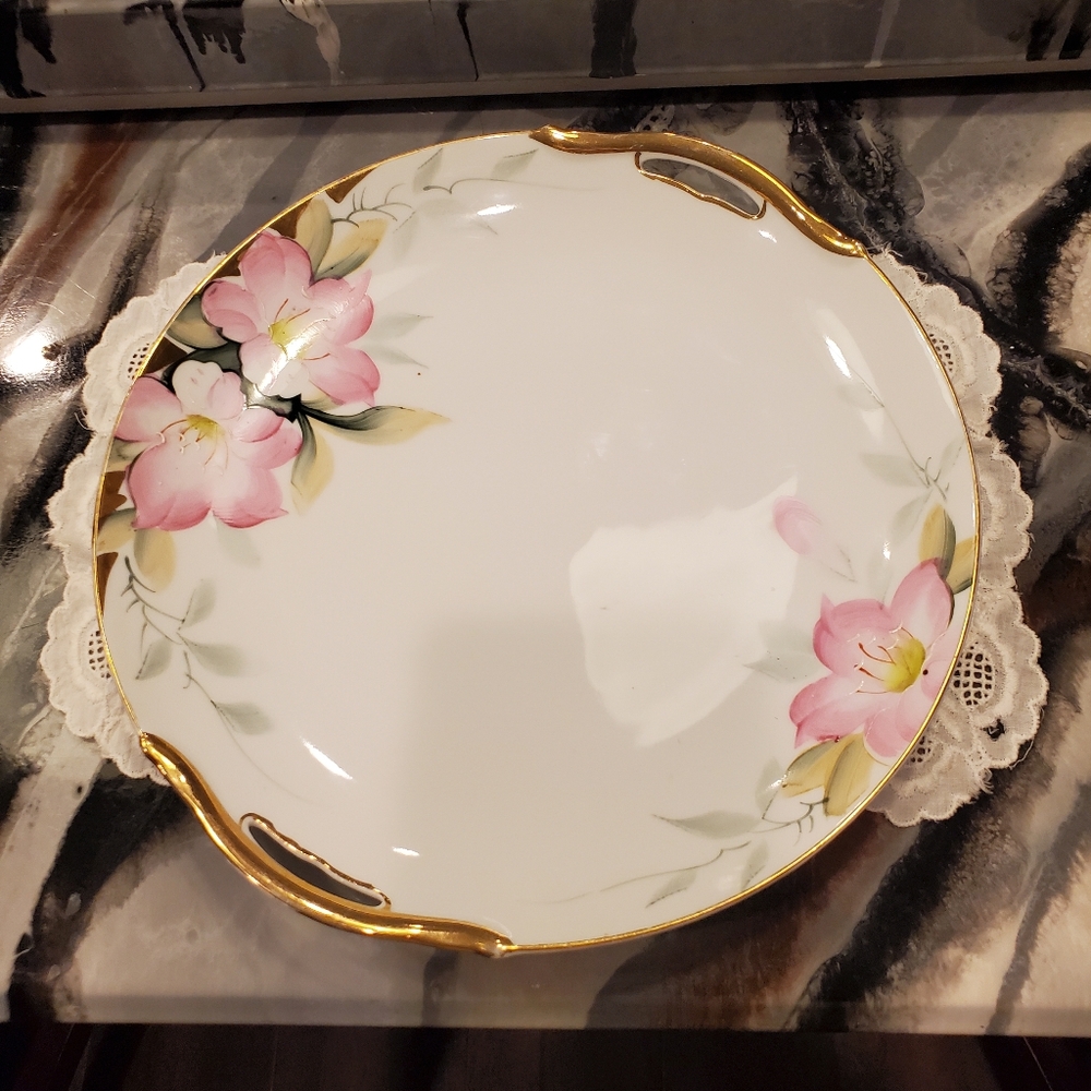 Noritake, Azalea Pattern, Gold Handled plate, vintage, 9-3/4